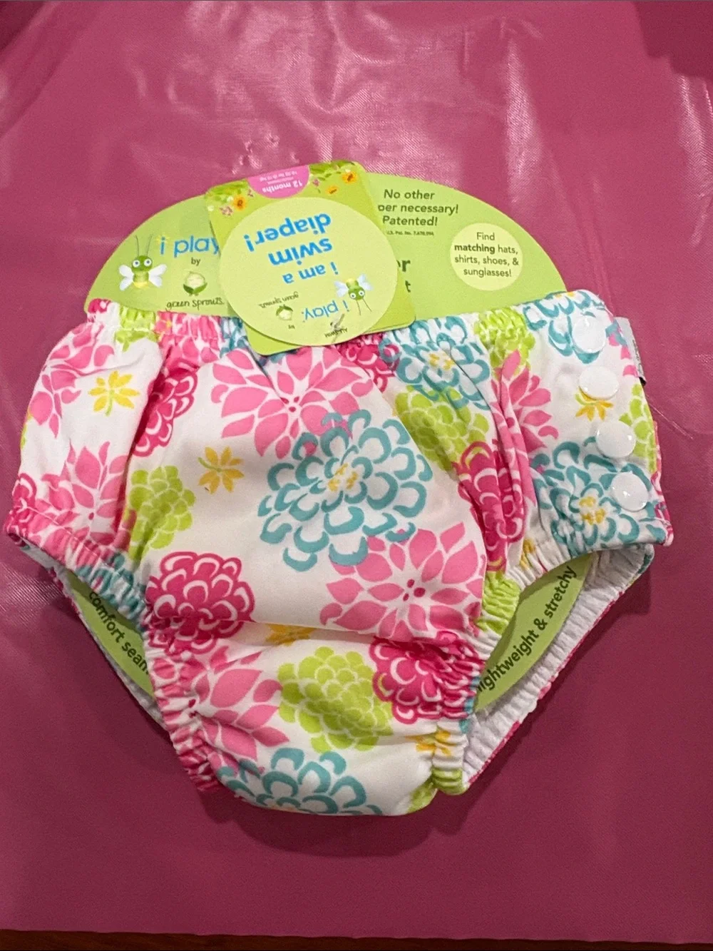 iPlay Floral Swim Diaper Cover in Pink, Blue & Green